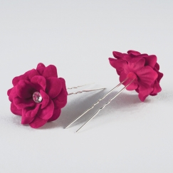 mimy design flower and rhinestone hairpins